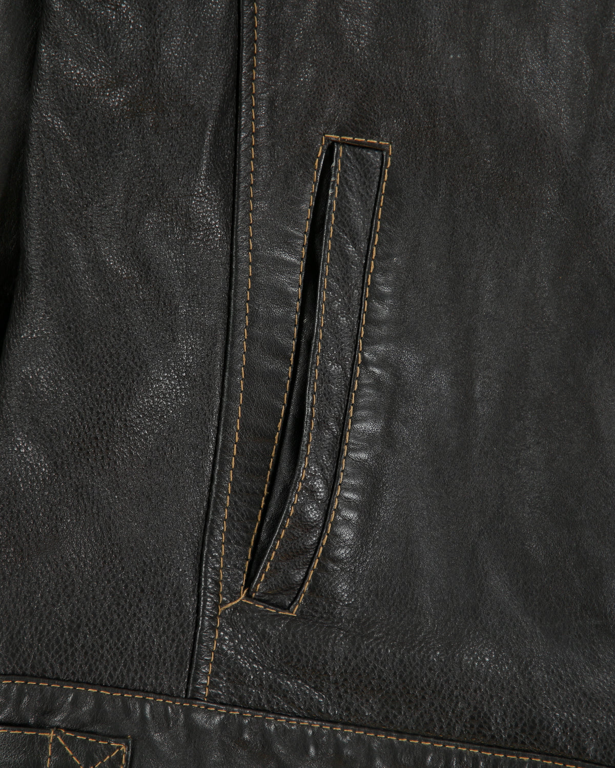 Vintage Y2K 00s Danier Chocolate Leather Contrast Stitch Cafe Racer Moto Jacket - XL