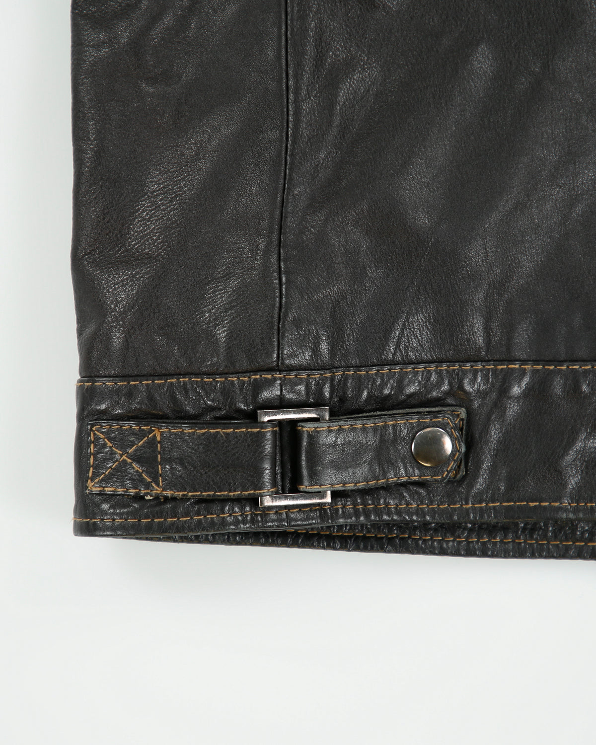 Vintage Y2K 00s Danier Chocolate Leather Contrast Stitch Cafe Racer Moto Jacket - XL