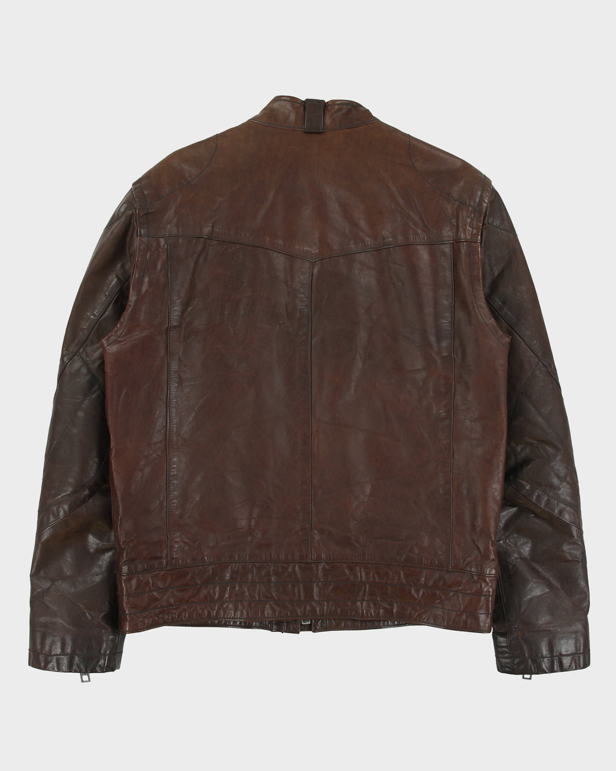 Vintage '07 Y2K GAP 1969 Tonal Cowhide Leather Quilt Lined Cafe Racer Moto Jacket - M