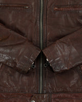 Vintage '07 Y2K GAP 1969 Tonal Cowhide Leather Quilt Lined Cafe Racer Moto Jacket - M