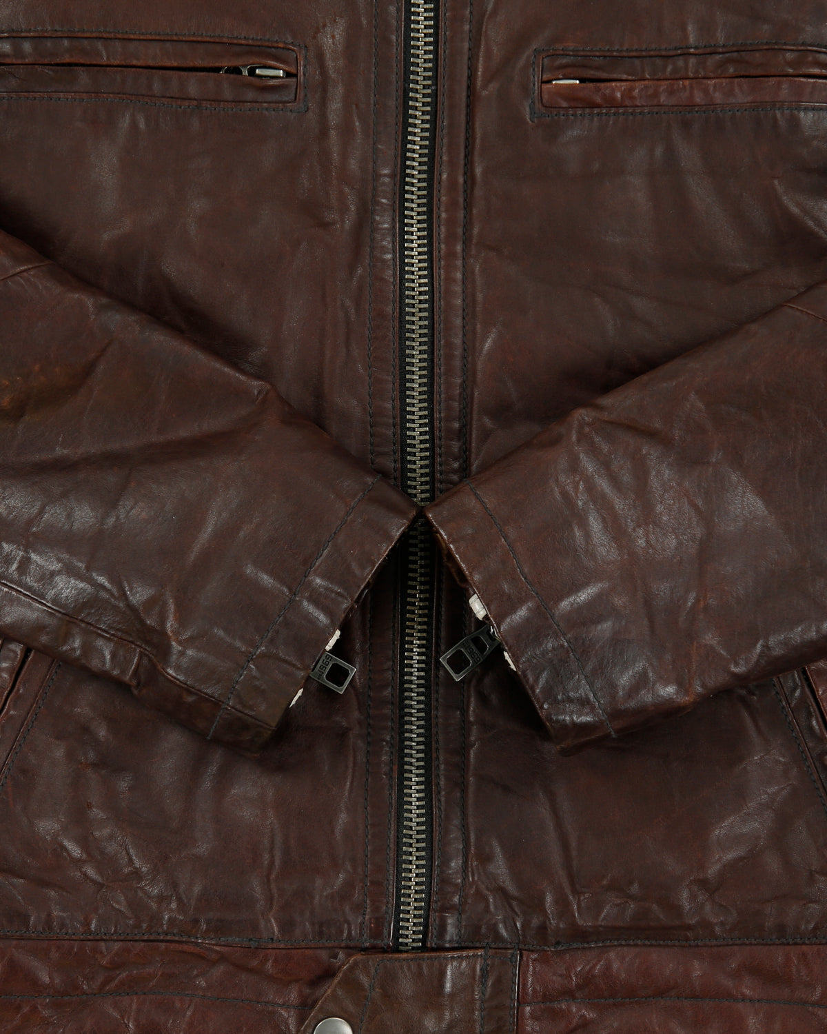 Vintage '07 Y2K GAP 1969 Tonal Cowhide Leather Quilt Lined Cafe Racer Moto Jacket - M