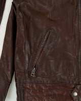 Vintage '07 Y2K GAP 1969 Tonal Cowhide Leather Quilt Lined Cafe Racer Moto Jacket - M