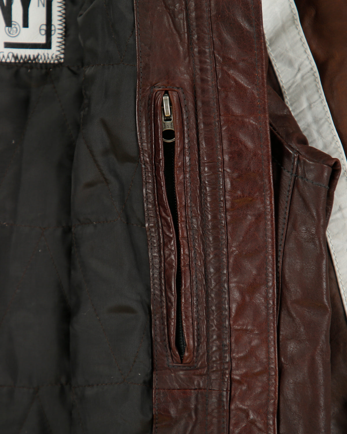 Vintage '07 Y2K GAP 1969 Tonal Cowhide Leather Quilt Lined Cafe Racer Moto Jacket - M