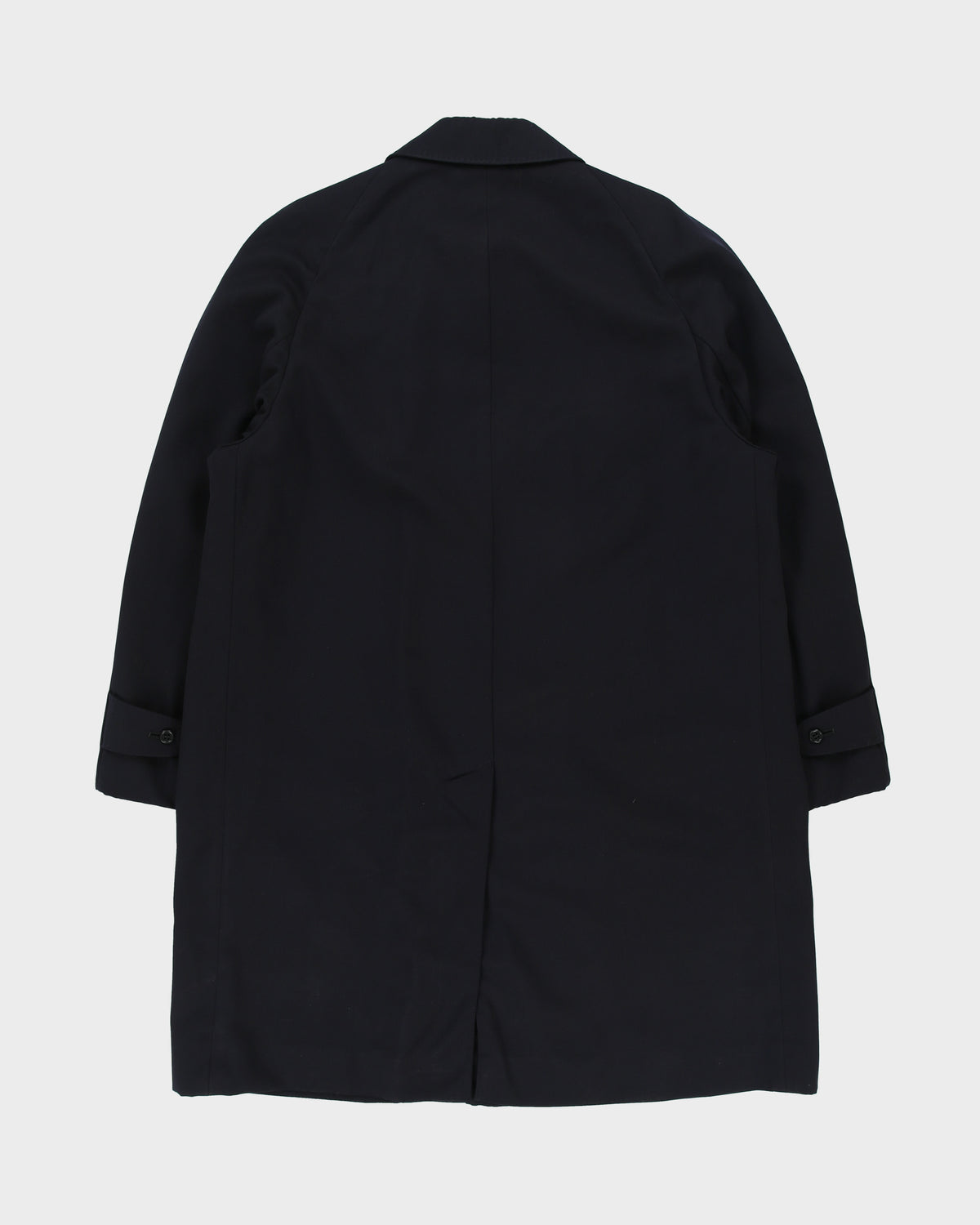 Vintage 1989 Aquascutum Navy Wool Made In Canada Mid-Length Over Coat - L