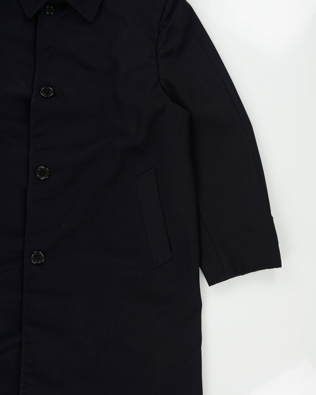 Vintage 1989 Aquascutum Navy Wool Made In Canada Mid-Length Over Coat - L