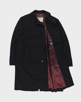 Vintage 1989 Aquascutum Navy Wool Made In Canada Mid-Length Over Coat - L