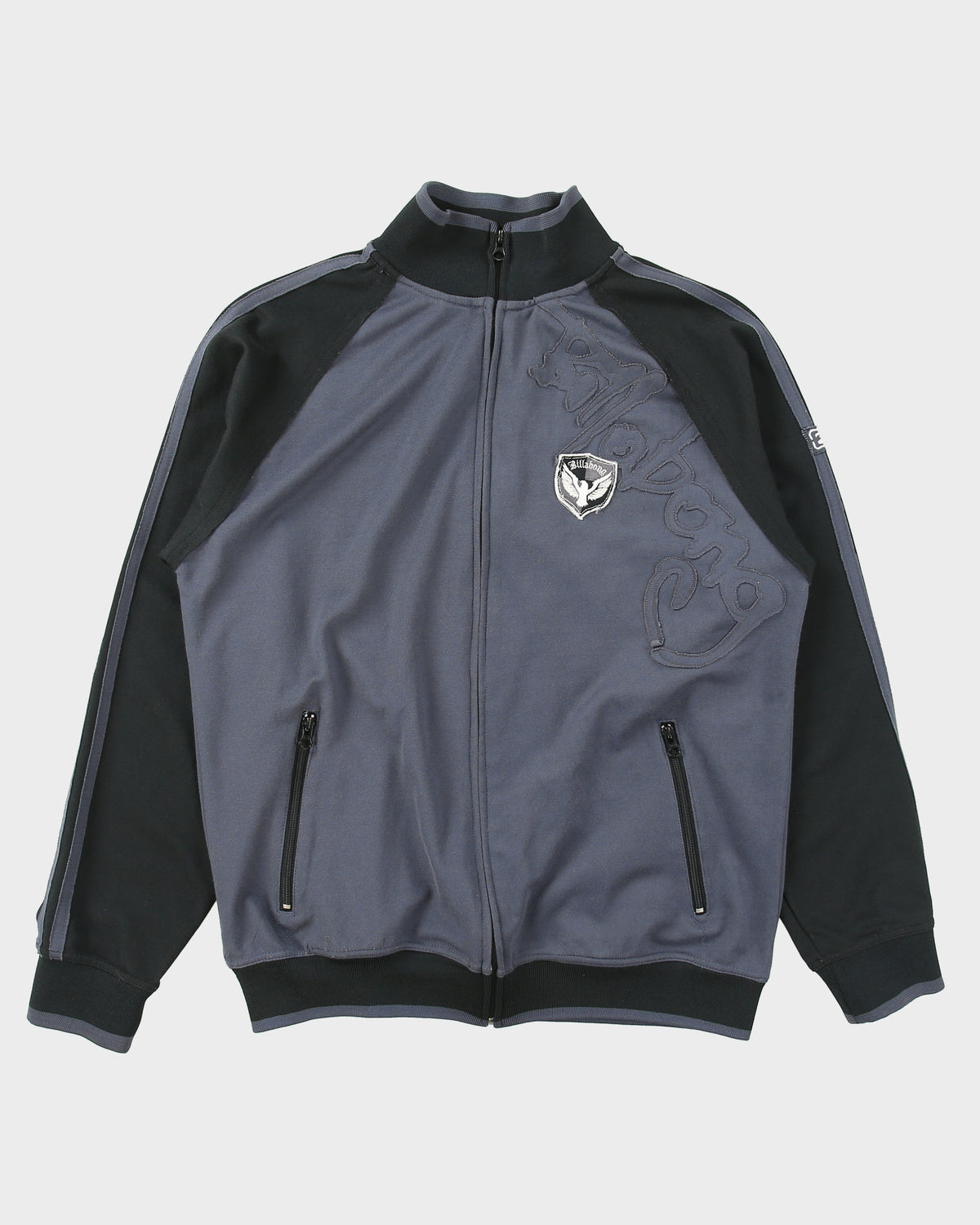 Vintage Y2K 00s Billabong Embroidered Stripe Taped Funnel-Neck Track Jacket - L