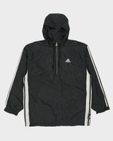 Vintage 1990s Adidas 3-Stripe Shell Quarter-Zip Popper Windbreaker Jacket - L