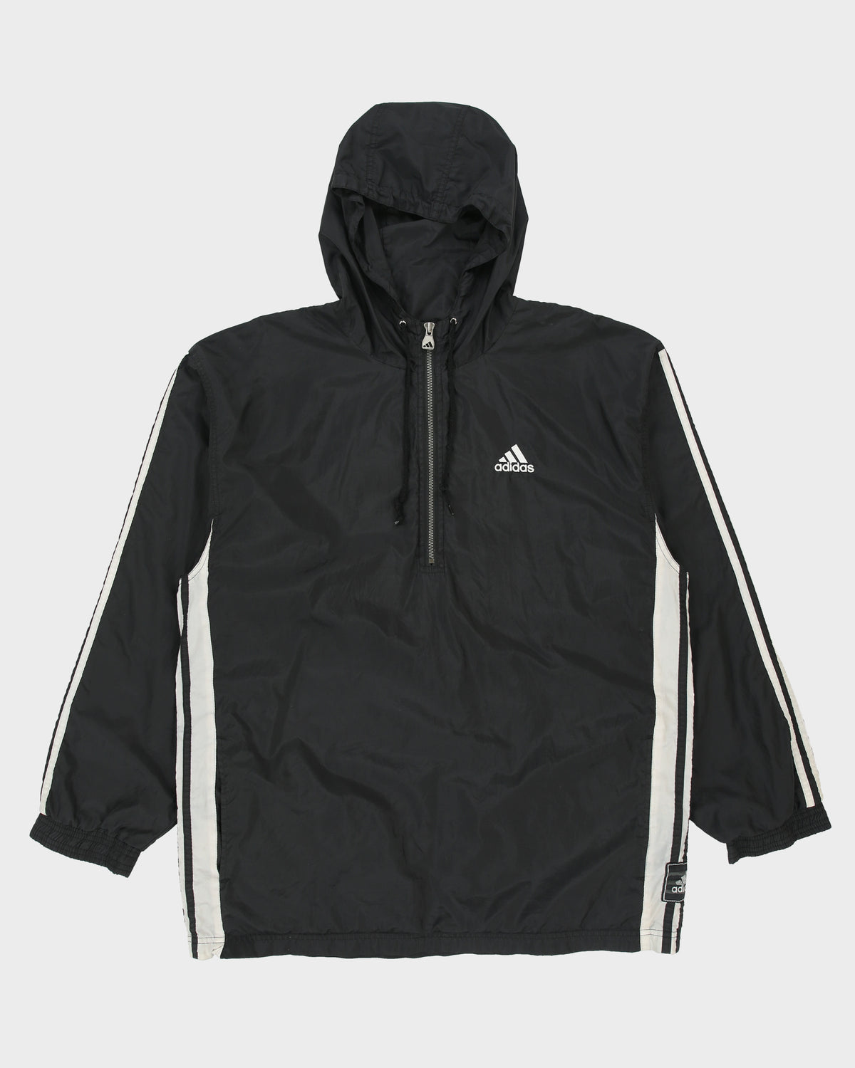 Vintage 1990s Adidas 3-Stripe Shell Quarter-Zip Popper Windbreaker Jacket - L