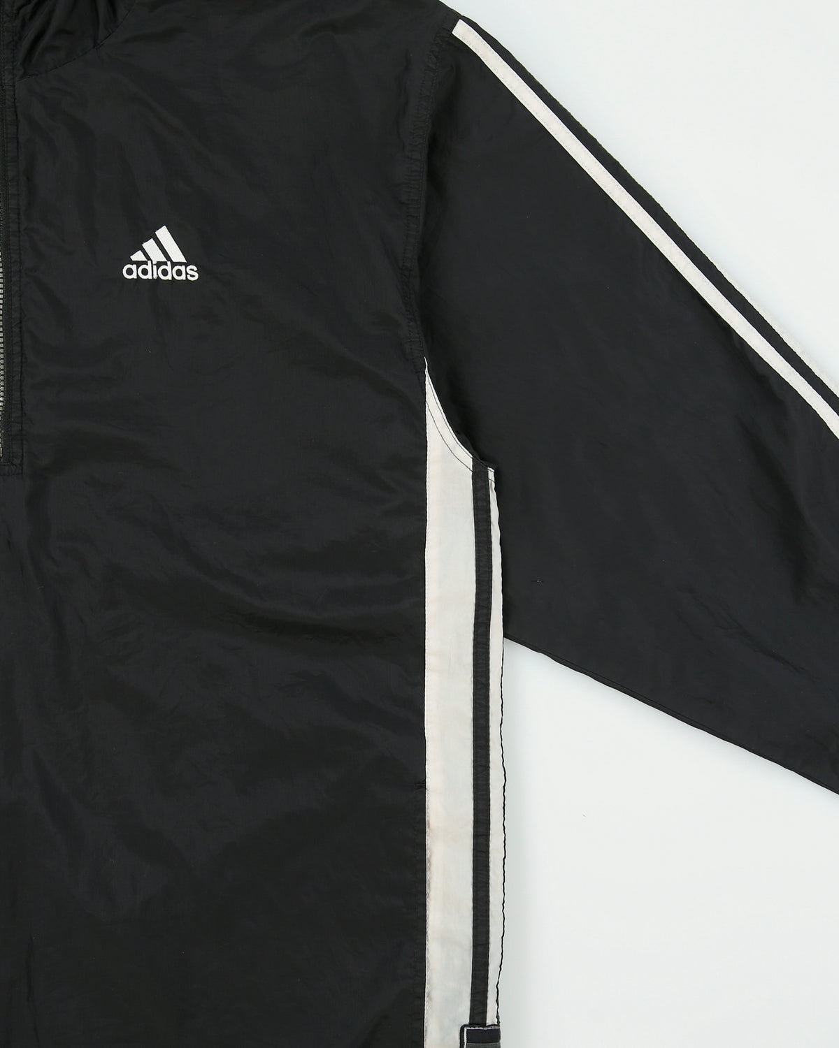 Vintage 1990s Adidas 3-Stripe Shell Quarter-Zip Popper Windbreaker Jacket - L