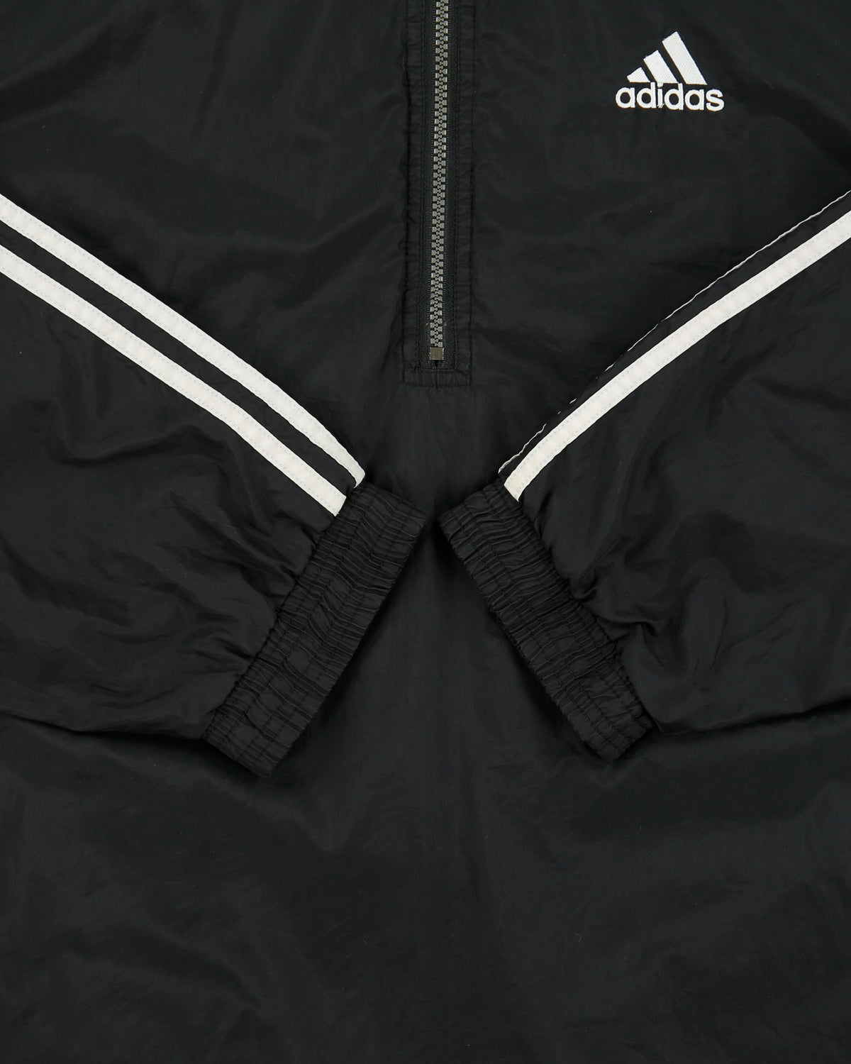 Vintage 1990s Adidas 3-Stripe Shell Quarter-Zip Popper Windbreaker Jacket - L