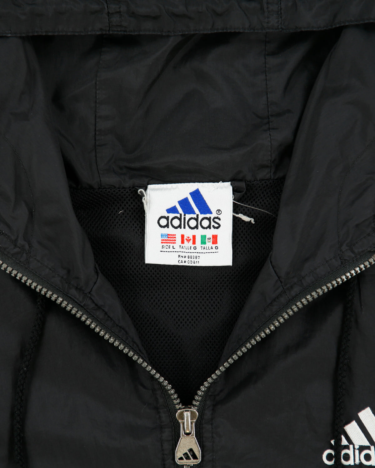 Vintage 1990s Adidas 3-Stripe Shell Quarter-Zip Popper Windbreaker Jacket - L