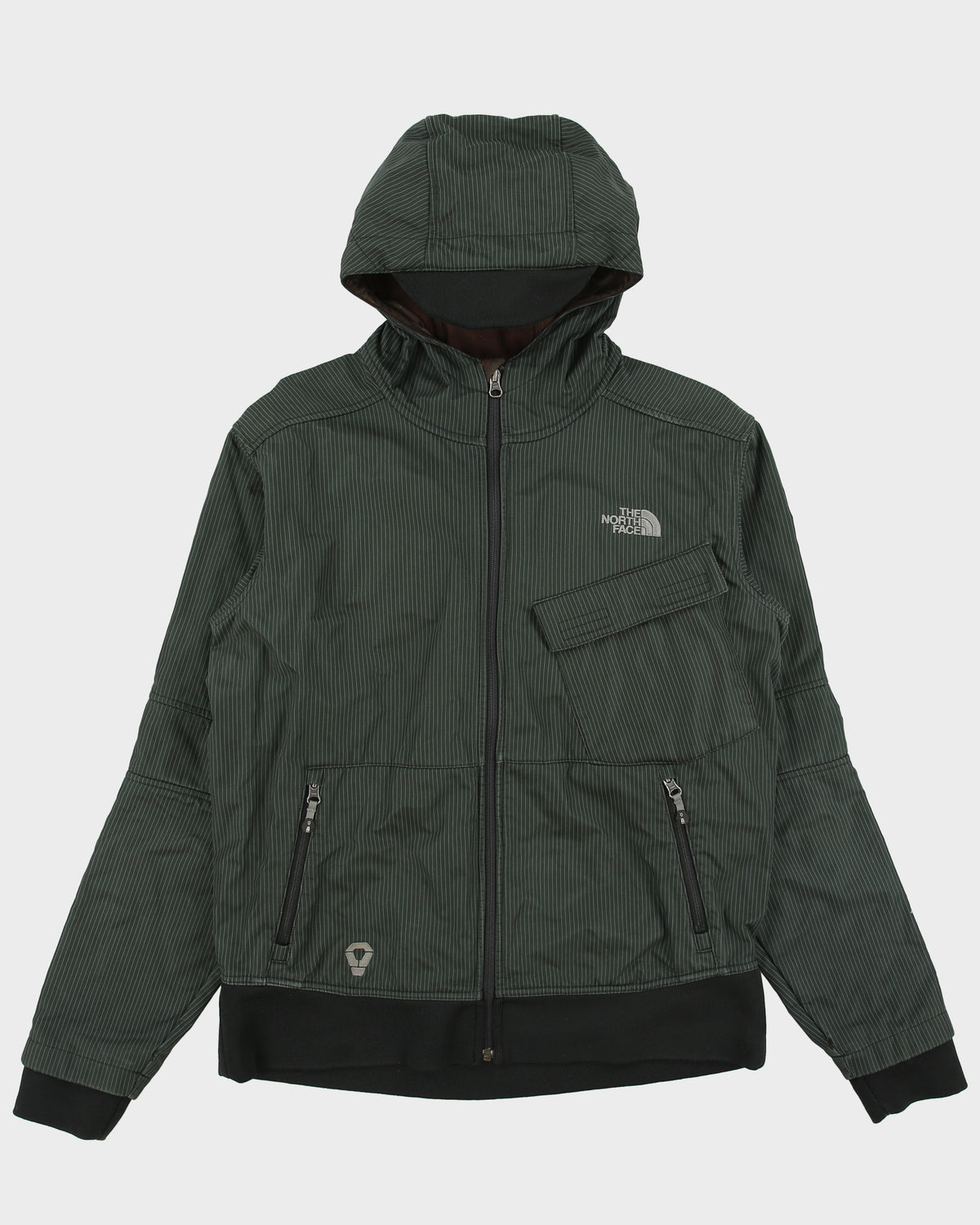 Vintage '07 Y2K The North Face Apex Climate Block Striped Soft Shell Fleece Lined Hooded Bomber Jacket - M