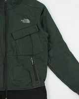 Vintage '07 Y2K The North Face Apex Climate Block Striped Soft Shell Fleece Lined Hooded Bomber Jacket - M