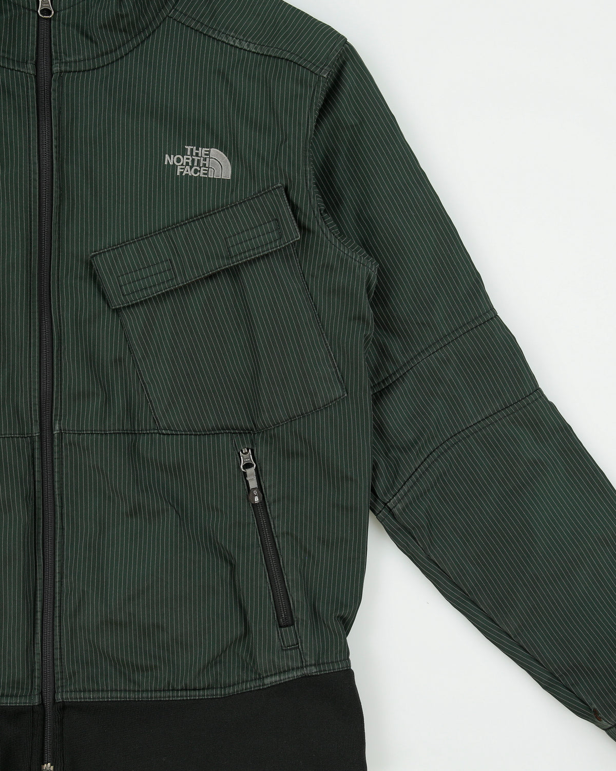 Vintage '07 Y2K The North Face Apex Climate Block Striped Soft Shell Fleece Lined Hooded Bomber Jacket - M