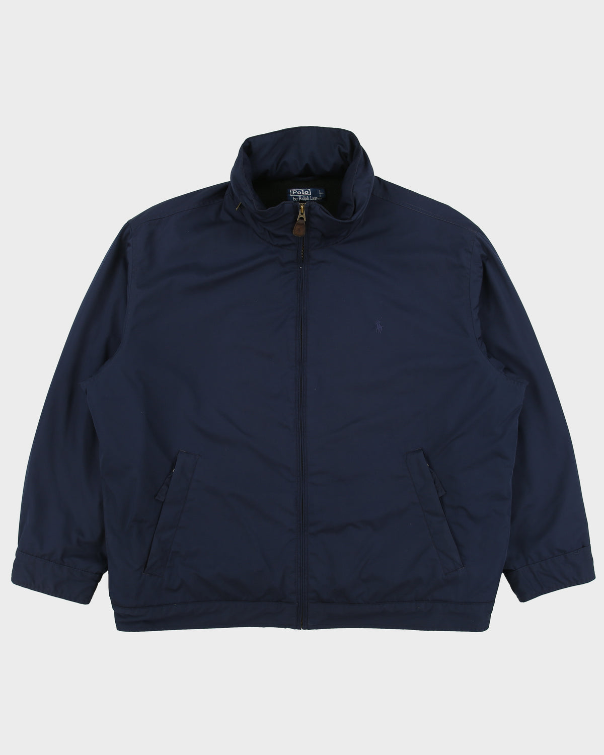 Vintage Y2K 00s Polo Ralph Lauren Navy Soft Shell Quilt Fleece Lined Harrington Jacket - XXL