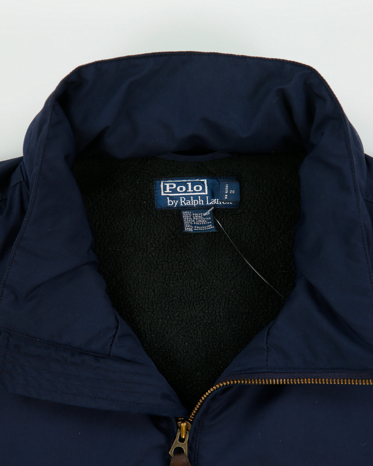 Vintage Y2K 00s Polo Ralph Lauren Navy Soft Shell Quilt Fleece Lined Harrington Jacket - XXL