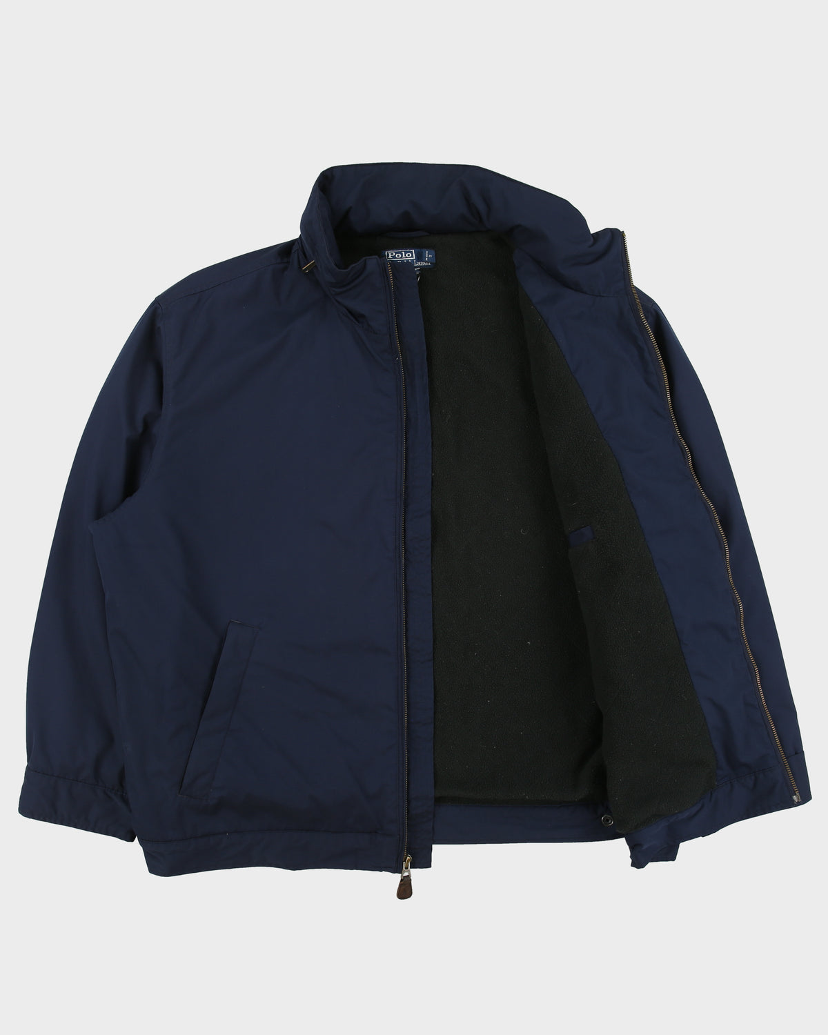 Vintage Y2K 00s Polo Ralph Lauren Navy Soft Shell Quilt Fleece Lined Harrington Jacket - XXL
