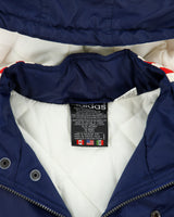 Vintage 1990s Adidas Embroidered 3-Stripe Padded Quilt Lined Mid-Length Coaches Jacket - L