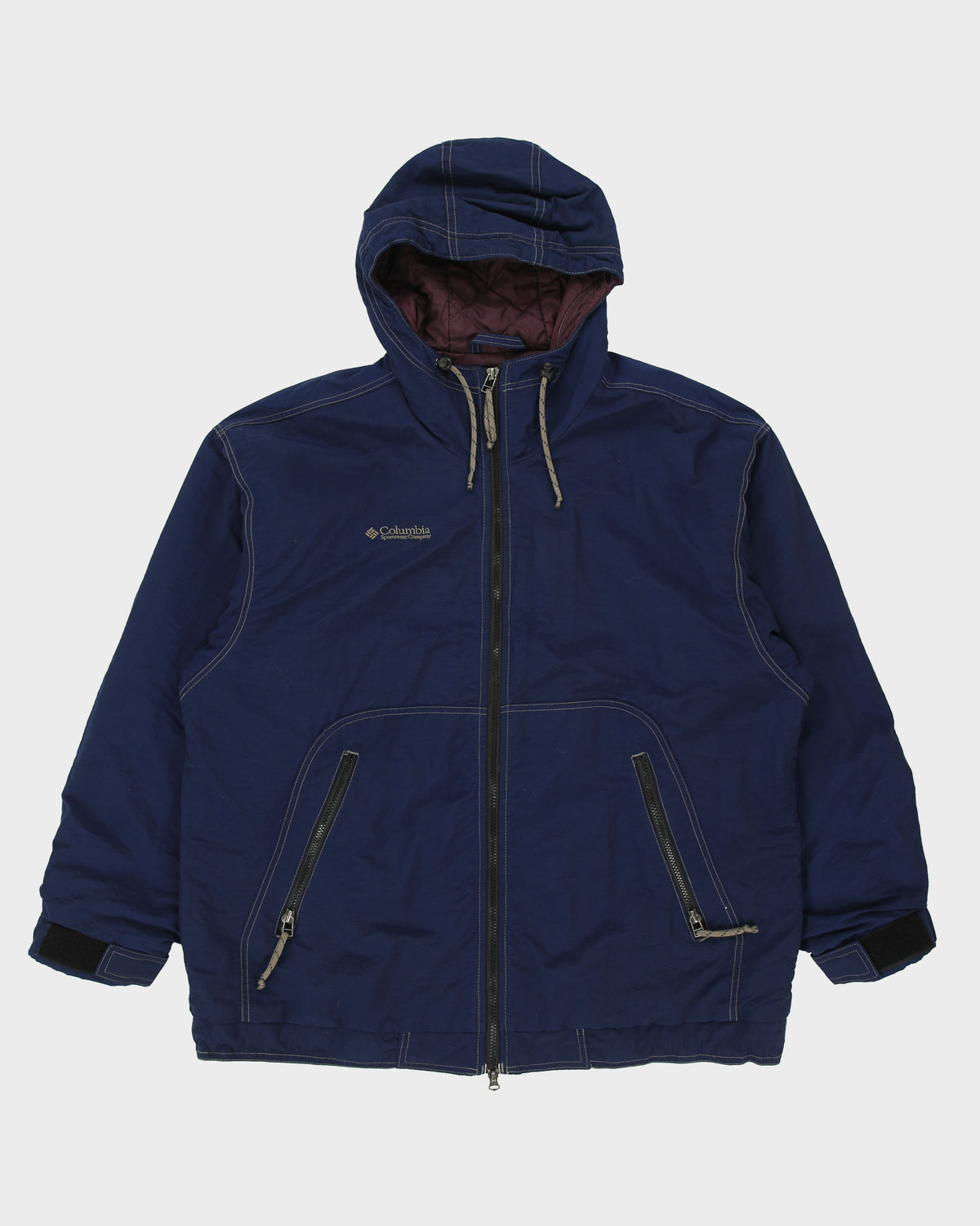 Vintage 1990s Columbia Sportswear Navy Canvas Shell Contrast Stitch Trek Jacket - M
