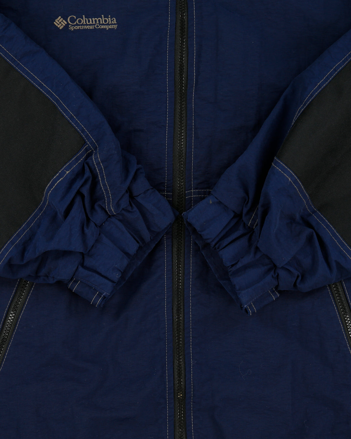 Vintage 1990s Columbia Sportswear Navy Canvas Shell Contrast Stitch Trek Jacket - M