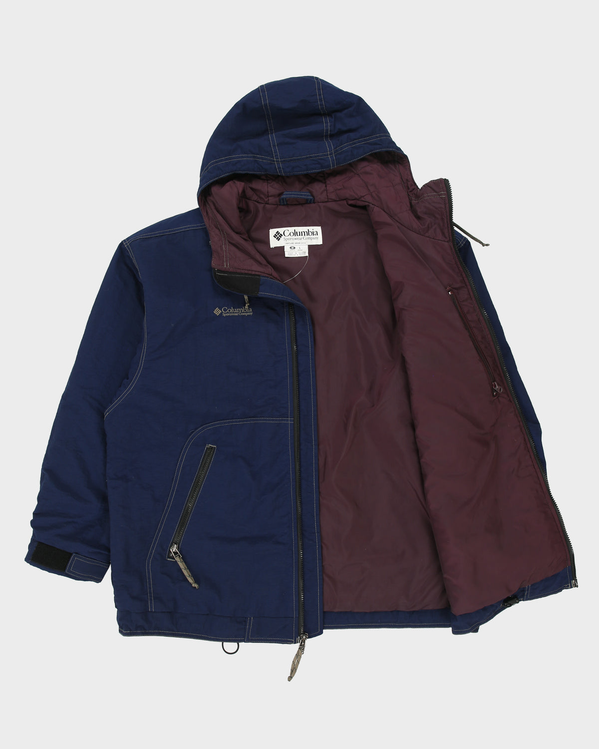 Vintage 1990s Columbia Sportswear Navy Canvas Shell Contrast Stitch Trek Jacket - M