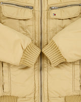 Vintage Y2K 00s Tommy Hilfiger Khaki Rib Insulated Shell Bomber Jacket - M
