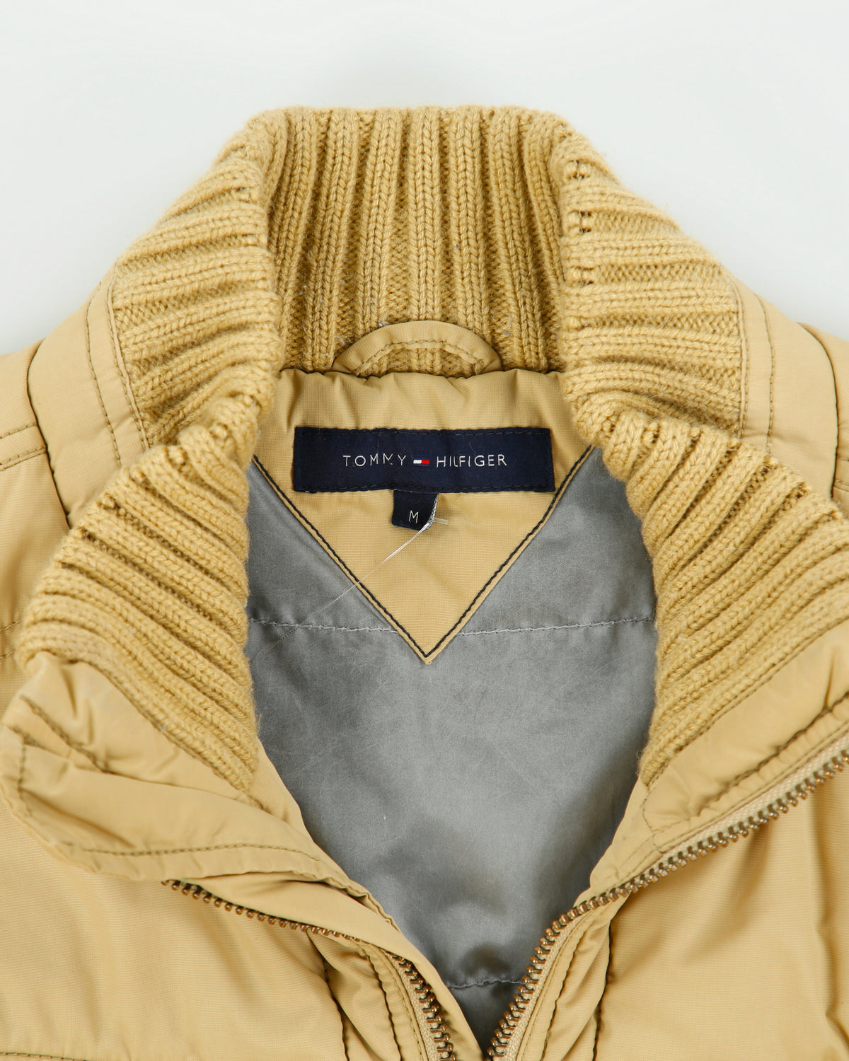 Vintage Y2K 00s Tommy Hilfiger Khaki Rib Insulated Shell Bomber Jacket - M