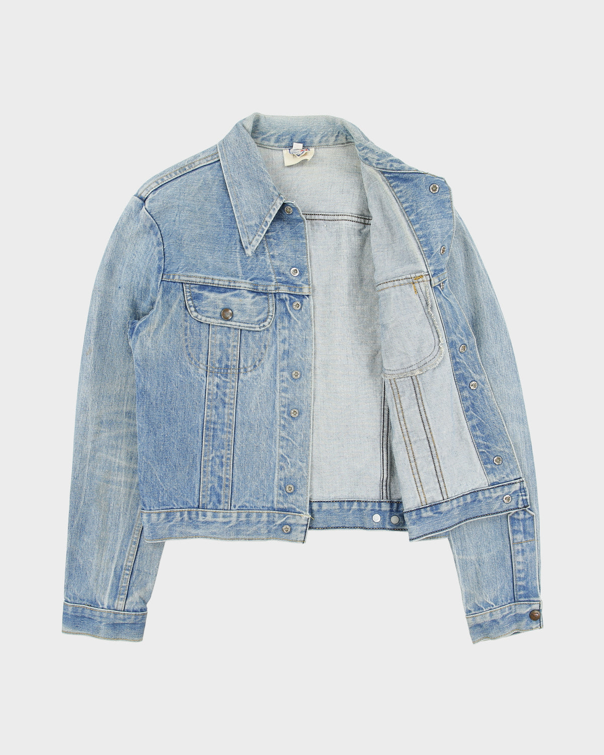 Vintage 1970s GWG Stone Wash Denim Union Made In Made In Canada Snap Button Trucker Jacket - M