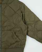 Vintage 1990s Eddie Bauer Khaki Goose Down Diamond Quilted Bomber Jacket - XL