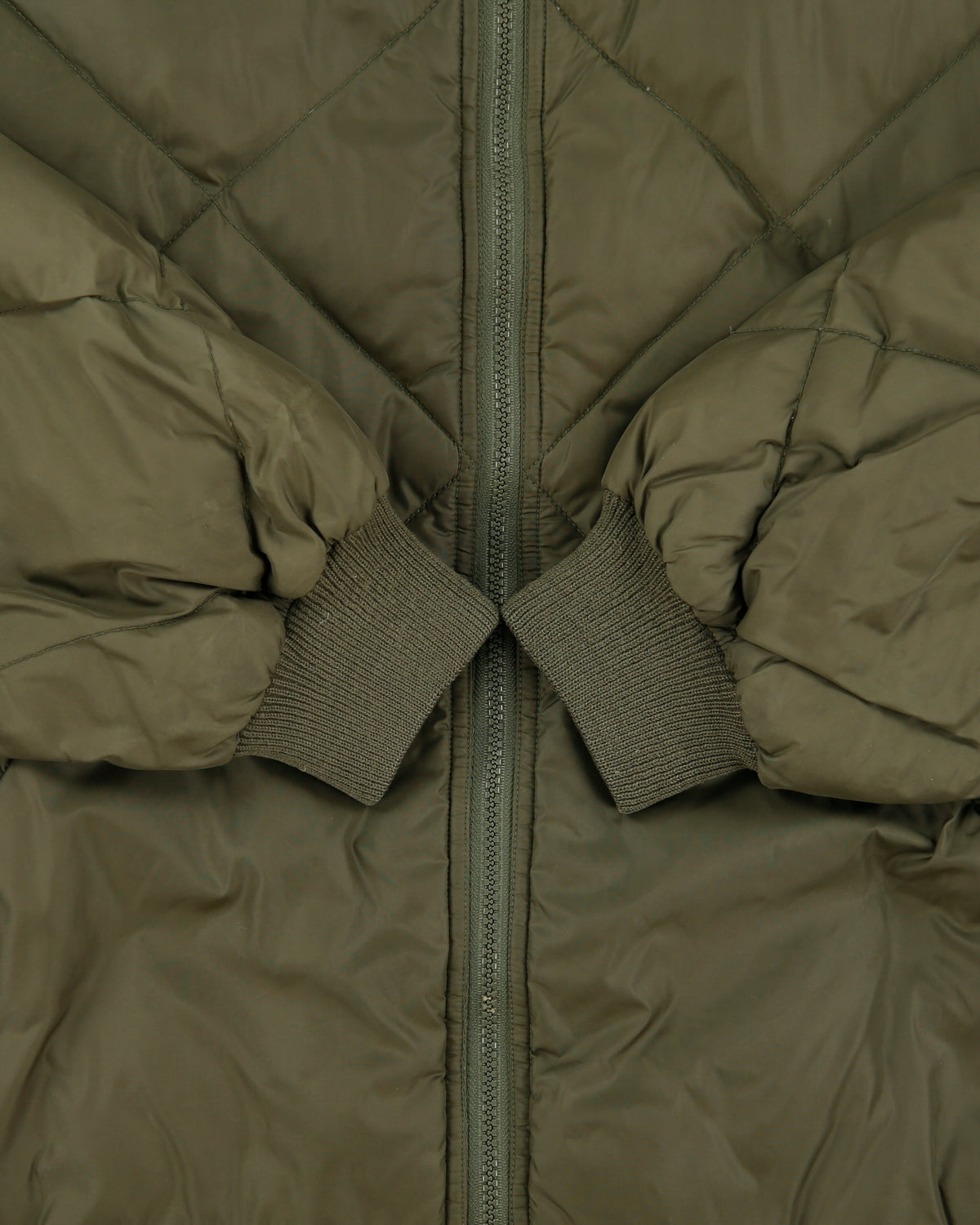 Vintage 1990s Eddie Bauer Khaki Goose Down Diamond Quilted Bomber Jacket - XL
