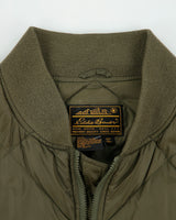 Vintage 1990s Eddie Bauer Khaki Goose Down Diamond Quilted Bomber Jacket - XL