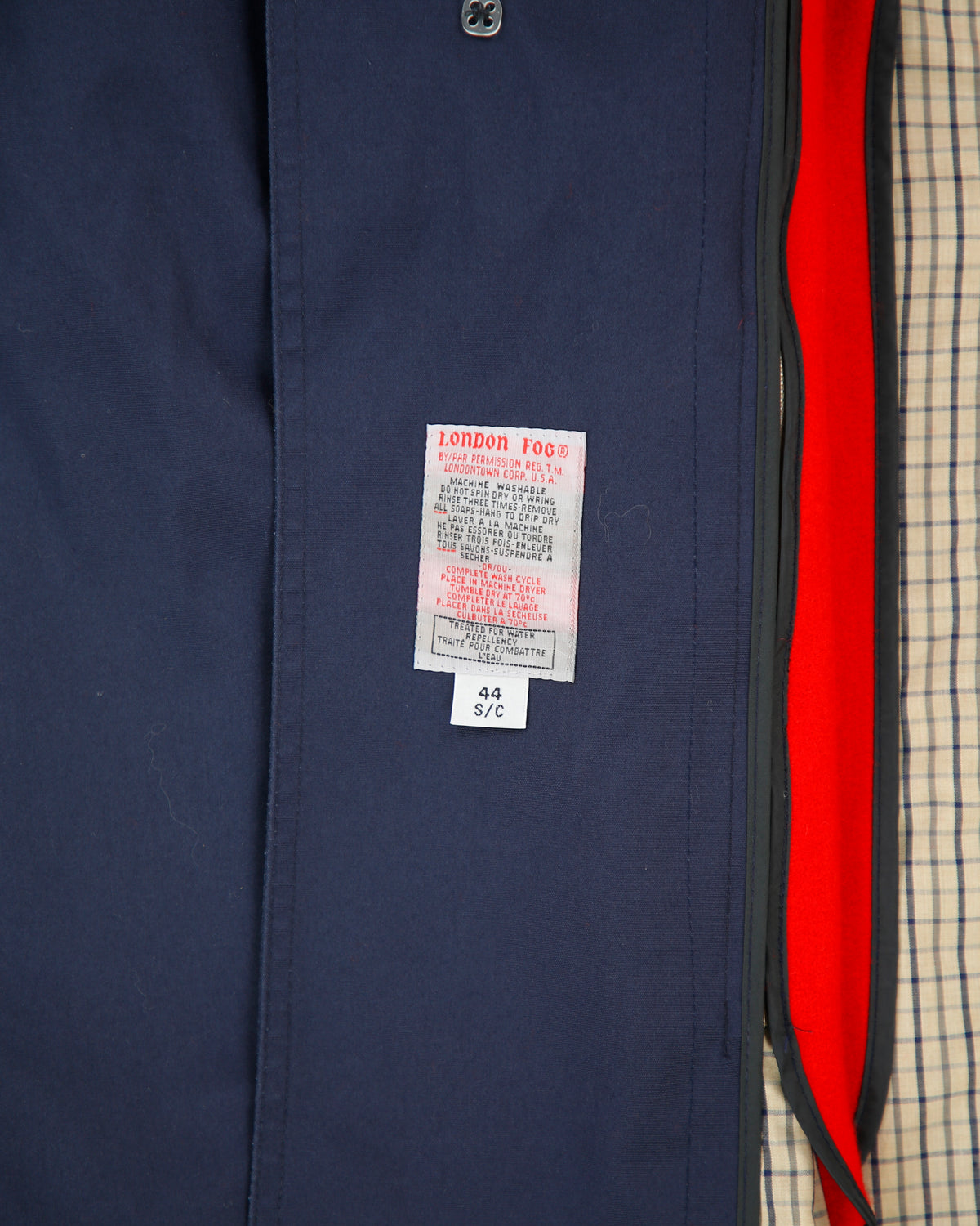 Vintage 1990s London Fog Navy Detachable Wool Lined Made In Canada Seasonal Weatherproof Mac - XL
