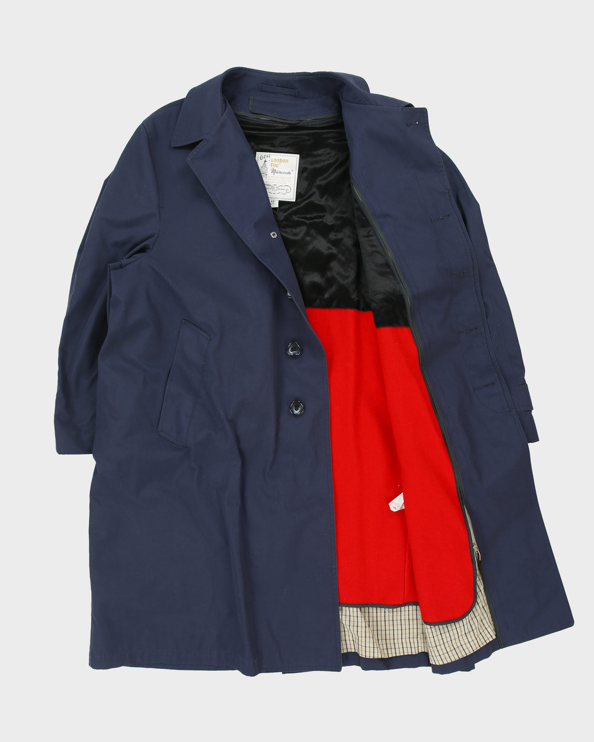 Vintage 1990s London Fog Navy Detachable Wool Lined Made In Canada Seasonal Weatherproof Mac - XL