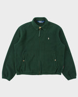 Vintage Y2K 00s Polo Ralph Lauren Forest Green Polartec Harrington Fleece Jacket - M