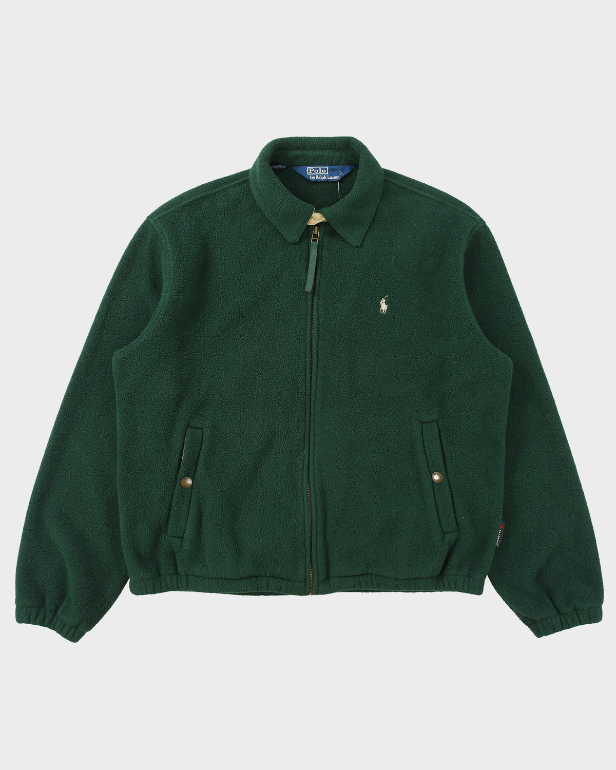 Vintage Y2K 00s Polo Ralph Lauren Forest Green Polartec Harrington Fleece Jacket - M