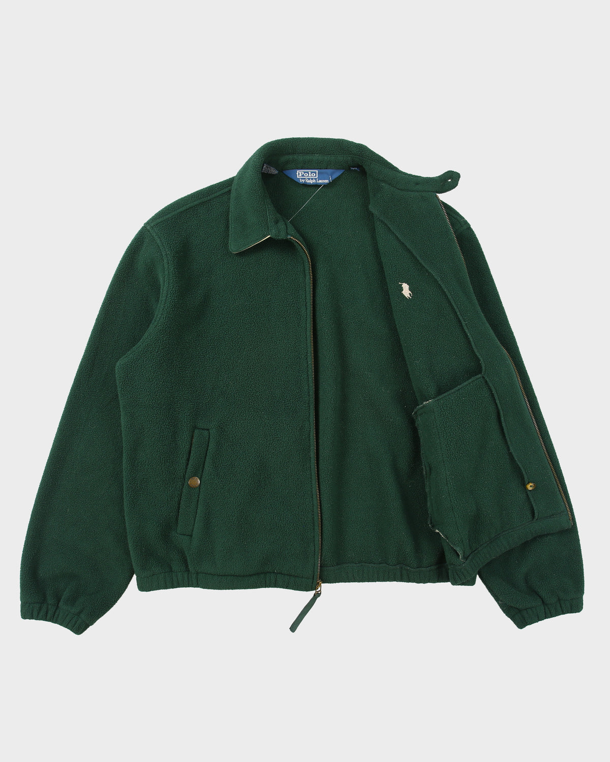 Vintage Y2K 00s Polo Ralph Lauren Forest Green Polartec Harrington Fleece Jacket - M