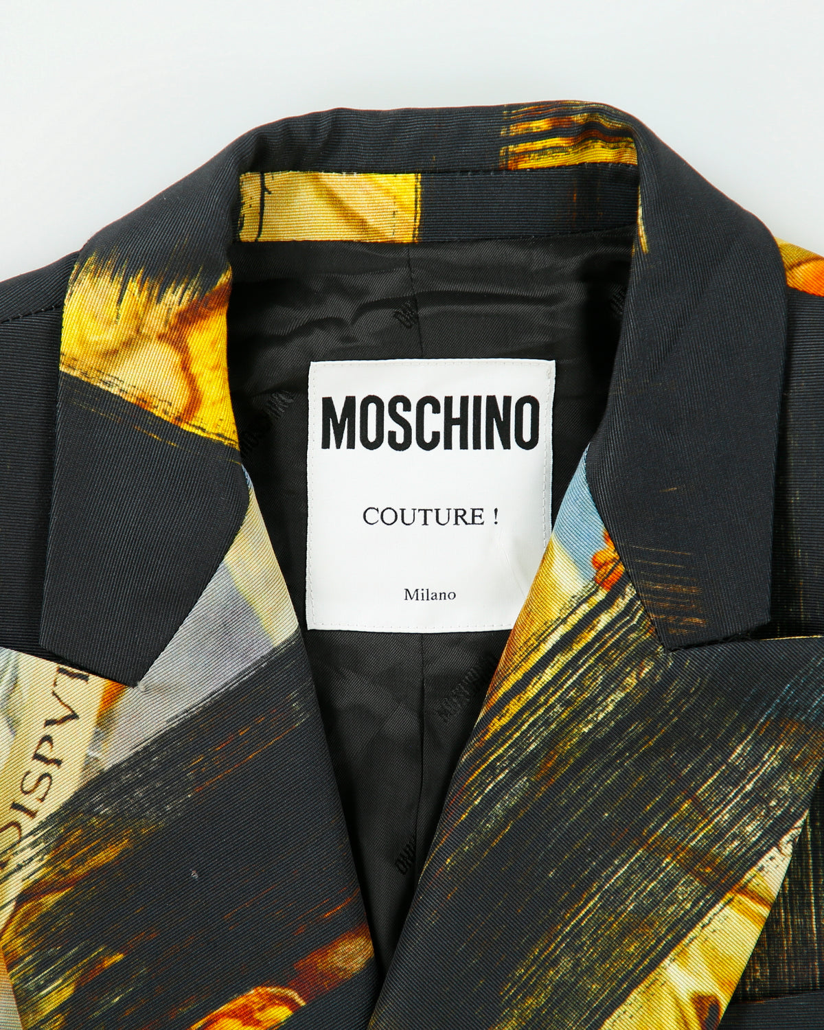 Fall 2017 RTW Runway Moschino Couture Jeremy Scott Renaissance Brushstroke Double Breasted Blazer - M
