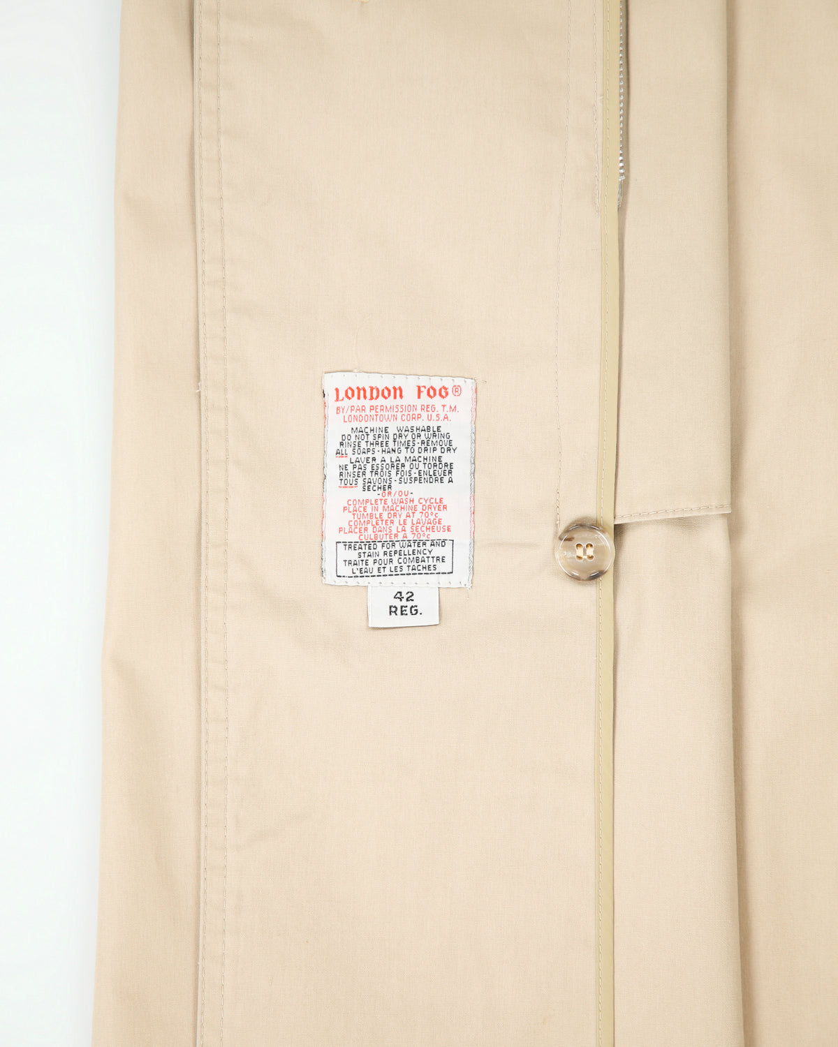 Vintage 1980s London Fog Khaki Made In Canada Weatherproof Canvas Mac - L