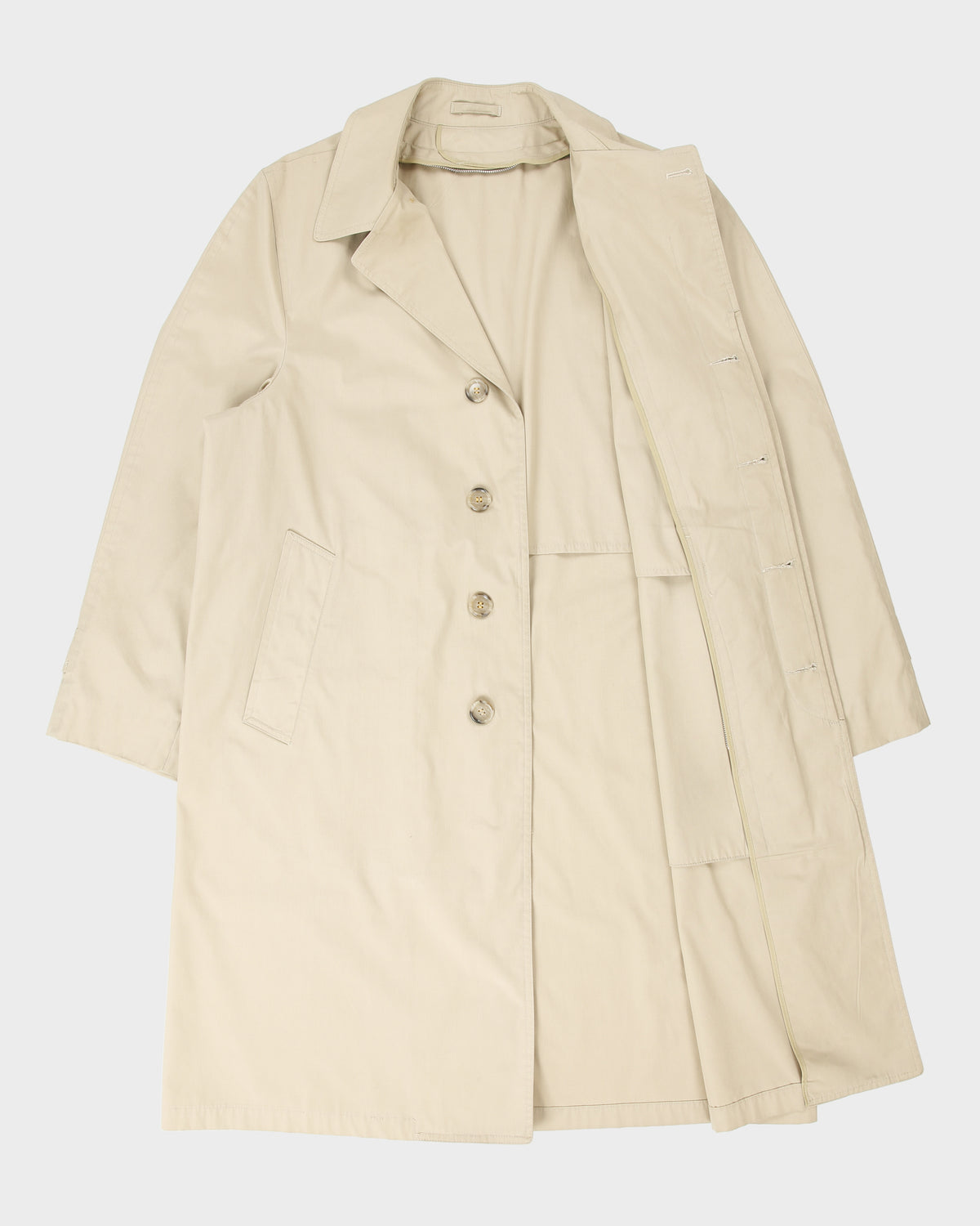 Vintage 1980s London Fog Khaki Made In Canada Weatherproof Canvas Mac - L