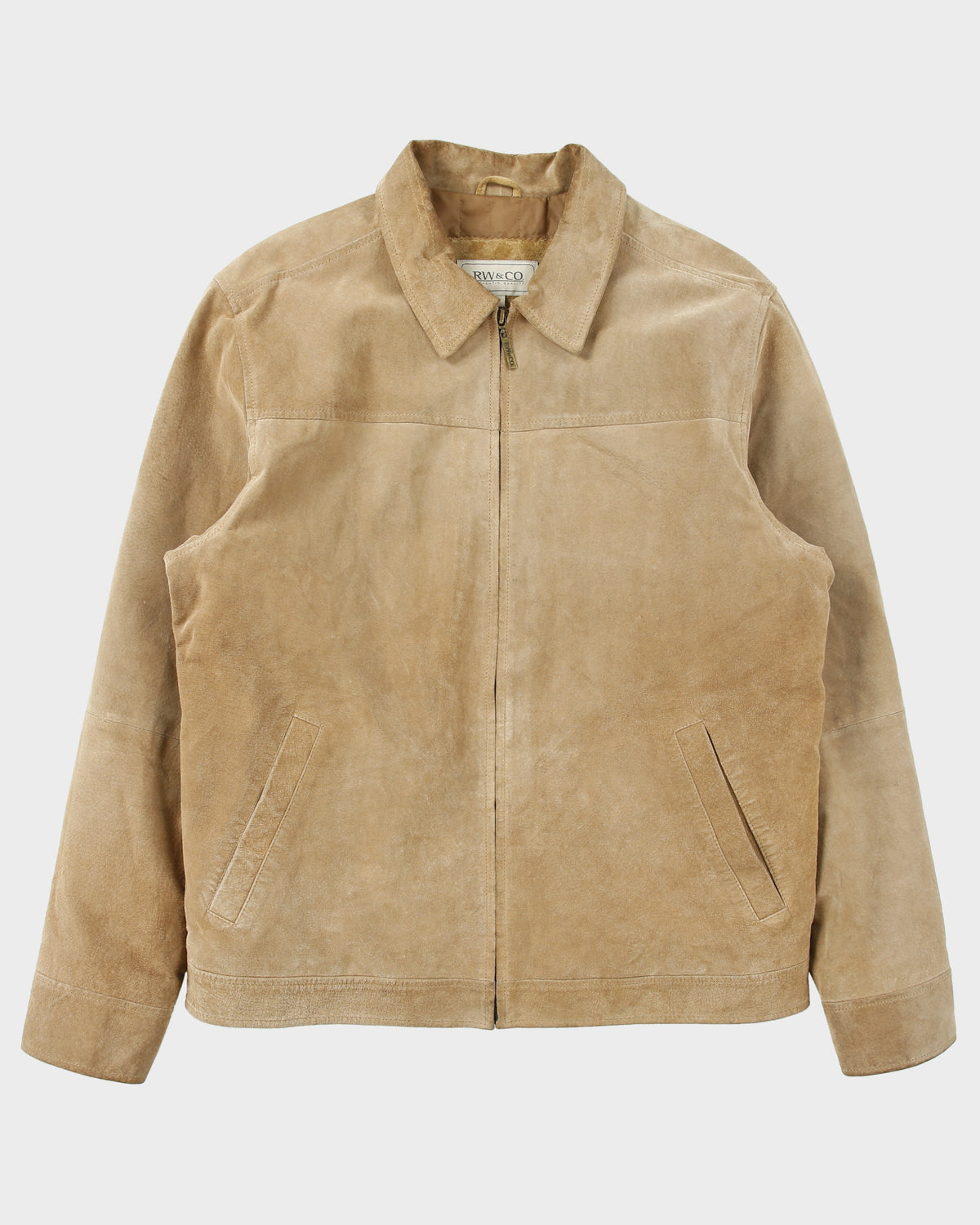 Vintage Y2K 00s RW &amp; Co Tan Suede Quilt Lined Harington Jacket - M