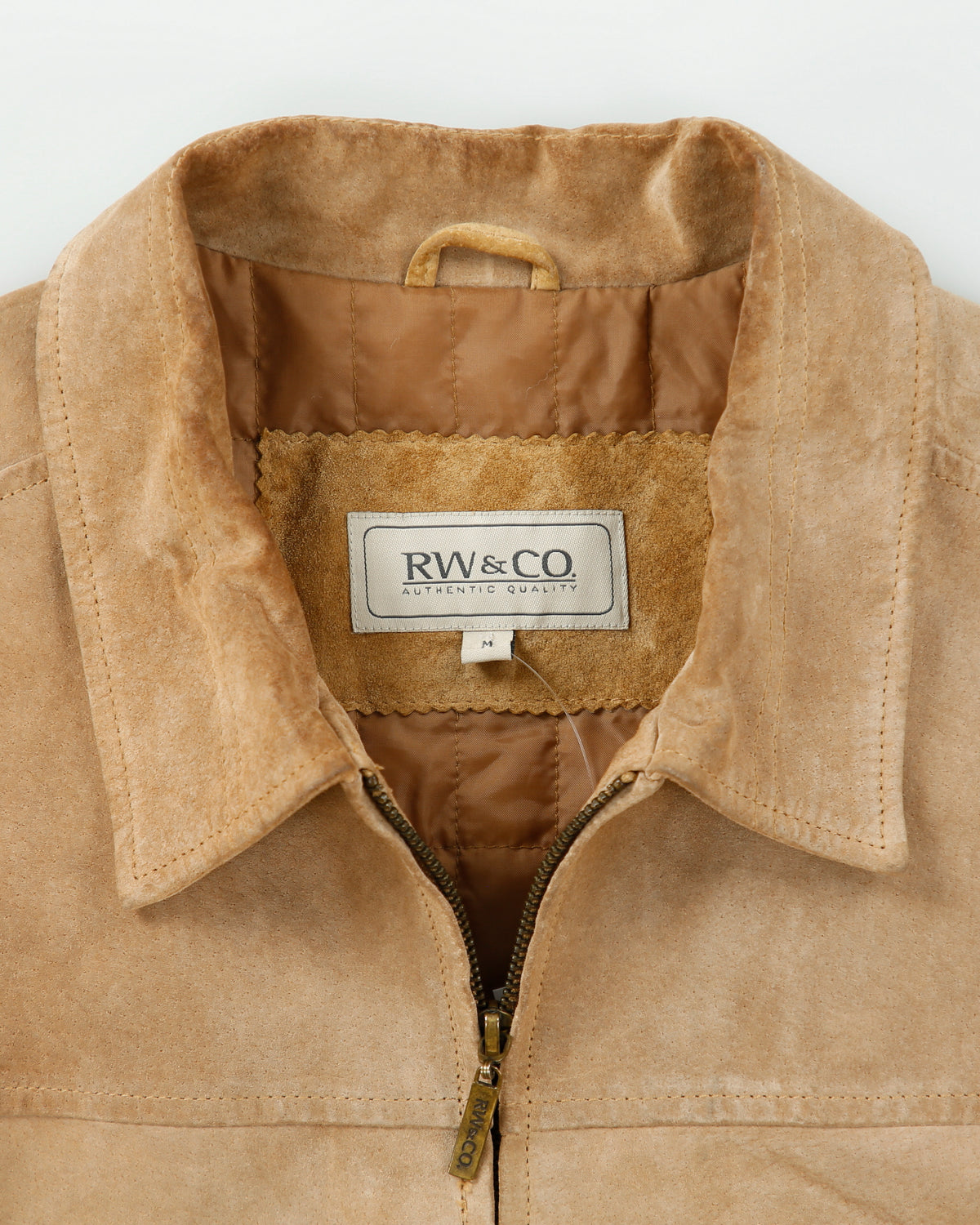 Vintage Y2K 00s RW &amp; Co Tan Suede Quilt Lined Harington Jacket - M