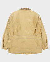 Vintage 1980s Woolrich Tan Duck Canvas Navajo Wool Button Liner Made In USA Barn Coat Jacket - M