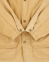 Vintage 1980s Woolrich Tan Duck Canvas Navajo Wool Button Liner Made In USA Barn Coat Jacket - M