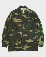 Vintage 1980s Olympic Woodland Camo Canvas Made In Canada Snap Button Hunting Shacket - M