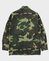 Vintage 1980s Olympic Woodland Camo Canvas Made In Canada Snap Button Hunting Shacket - M
