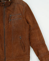 Vintage Y2K 00s Danier Brown Suede Cafe Racer Moto Jacket - XL