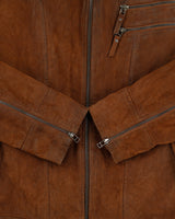 Vintage Y2K 00s Danier Brown Suede Cafe Racer Moto Jacket - XL