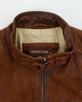 Vintage Y2K 00s Danier Brown Suede Cafe Racer Moto Jacket - XL