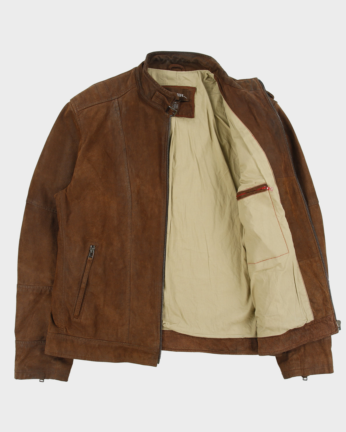 Vintage Y2K 00s Danier Brown Suede Cafe Racer Moto Jacket - XL